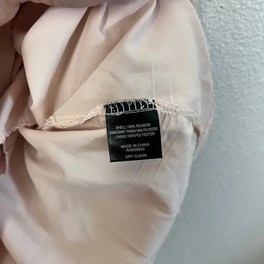 Sam Edelman Eyelet Shirt Dress Beige Puff Sleeve Belted Mini Dress Size 2 - Picture 9 of 10